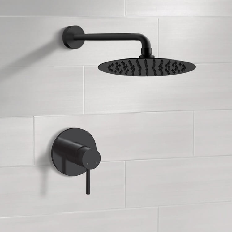 Shower Faucet Matte Black Shower Faucet Set With Rain Shower Head Remer SS57